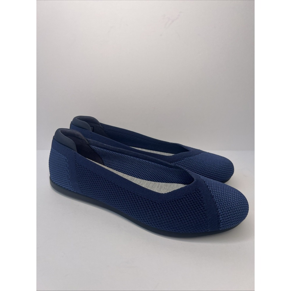 Clarks Cloudsteppers Womens 8.5M Navy Knit Ballet Flats Cushion Soft NWOT - Picture 2 of 16